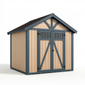 Abri de jardin 180 x 120 x 200 cm en résine beige et bleu ardoise à double porte style chalet