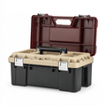 Boîte à outils 50 x 25 x 25 cm en plastique noir beige bordeaux avec poignée et compartiments