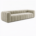 Canapé 3 places 230 x 95 x 75 cm en tissu bouclette beige - design capitonné