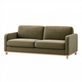 Canapé 2 places 160 x 90 x 85 cm en tissu vert olive pieds en bois style contemporain
