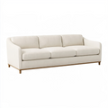 Canapé 3 places 220 cm en tissu crème avec pieds en bois style contemporain