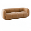 Canapé 3 places 240 cm en tissu beige - Style contemporain capitonné
