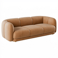 Canapé 3 places 230 cm en revêtement aspect cuir camel - dossier arrondi contemporain