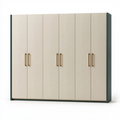 Armoire 6 portes 240 x 60 x 220 cm en panneaux de bois beige et vert foncé style contemporain