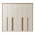 Armoire 200 x 60 x 200 cm en panneaux de bois beige et bois clair à 4 portes style contemporain