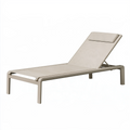 Chaise longue de jardin 200 x 70 cm en métal beige dossier réglable