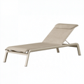 Chaise longue 198 x 65 x 88 cm en aluminium et toile beige réglable extérieur