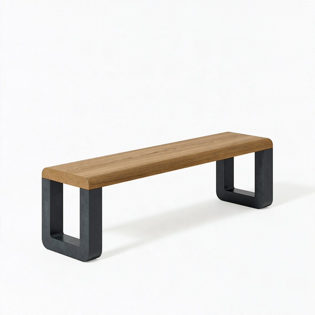 Banc 120 x 35 x 45 cm en bois brun et acier noir style industriel