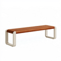 Banc 150 x 40 x 45 cm en bois brun et métal blanc - Style contemporain pour intérieur et extérieur