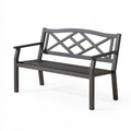 Banc de jardin 120 cm en métal gris anthracite à dossier ajouré style classique