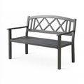 Banc de jardin 122 x 61 x 91 cm en acier gris anthracite à dossier ajouré