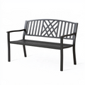 Banc de jardin 122 x 62 x 88 cm en métal noir style classique à accoudoirs